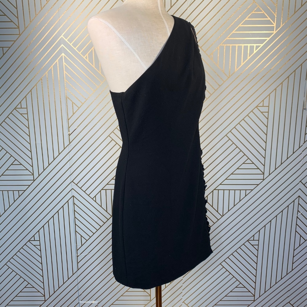 Black Halo One Shoulder Ruched Mini Dress Bodycon - Picture 7 of 8